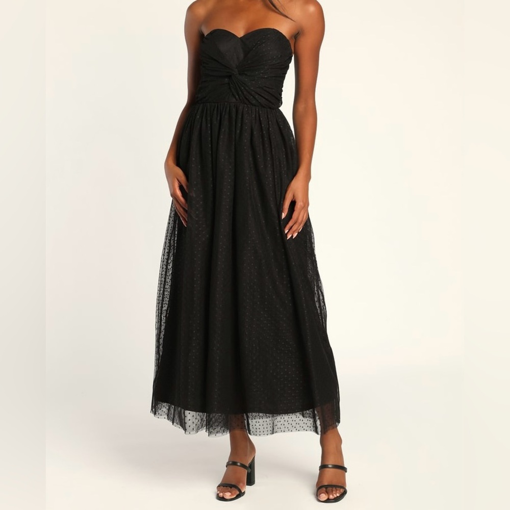 Lulus black sweet selection sweetheart dress size large NWT